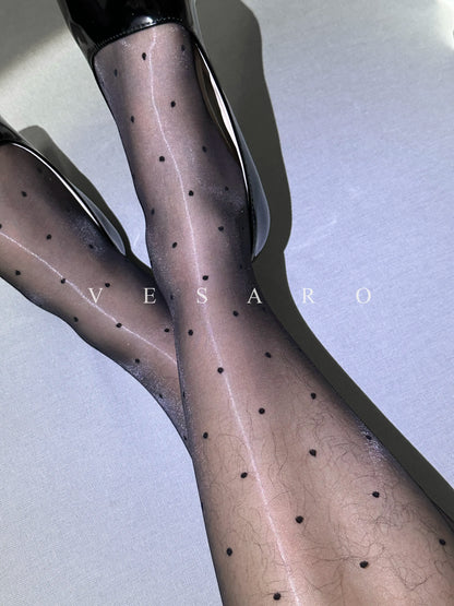 AURORA-DOT / Men's Glossy Polka Dot Tight Pantyhose