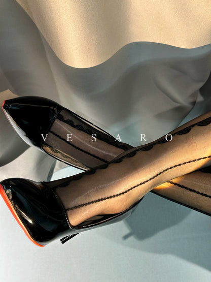 AURORA-WAVE 1.0 / Men's Glossy Wave Patterned Pantyhose