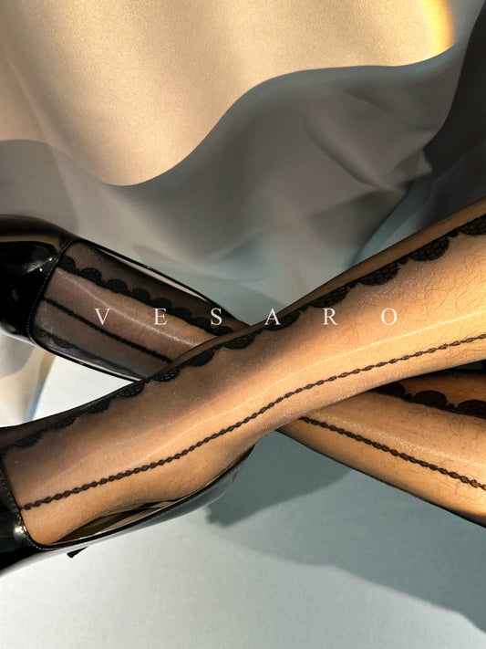 AURORA-WAVE 1.0 / Men's Glossy Wave Patterned Pantyhose