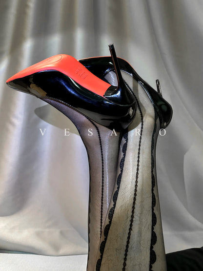 AURORA-WAVE 1.0 / Men's Glossy Wave Patterned Pantyhose